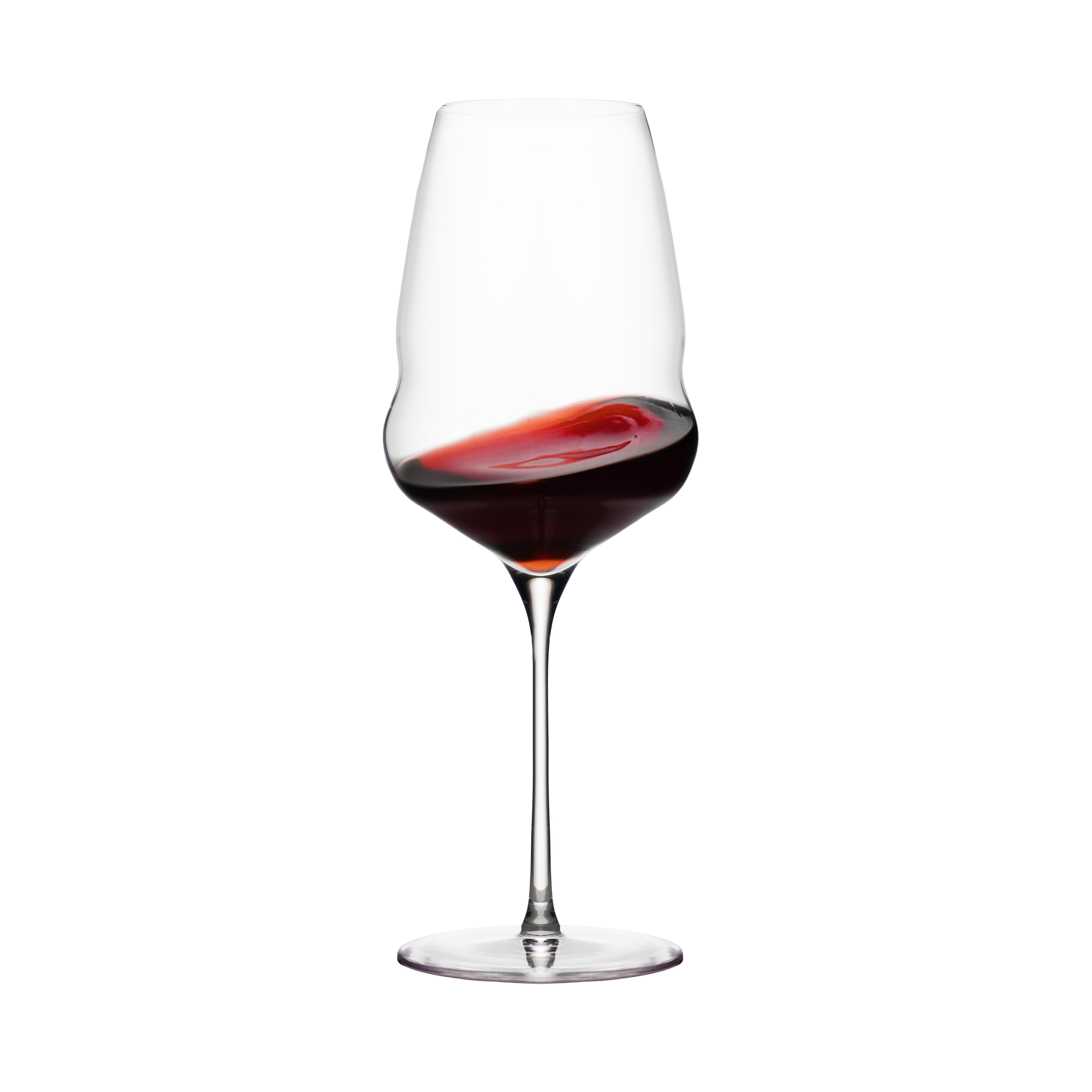 Wine glass with red wine on a white background